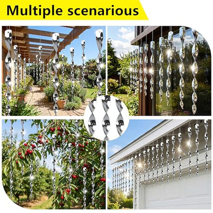 Bird Scare Rods Silver Hanging Plastic Bird Deterrent Device, Wind Driven Rotation Reflective Scare Rods to Keep Birds Away from House Windows Outdoor Garden Yard 12Pcs - color: Silver