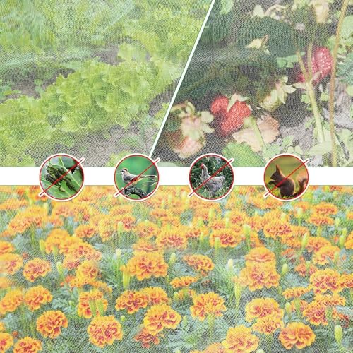 Garden Netting for Raised Bed Cover, Fine Mesh Insect Barrier Netting with Drawstring, Plant Protection for Vegetables & Fruits, 51x31 Inch White