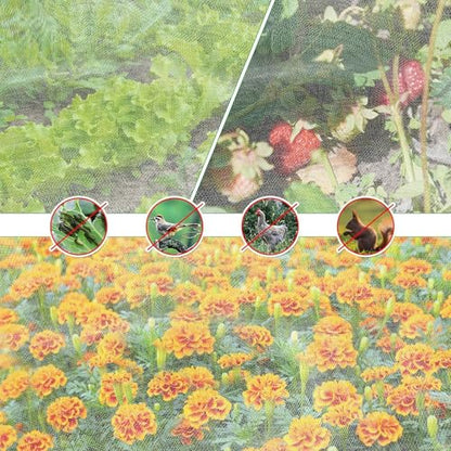 Garden Netting for Raised Bed Cover, Fine Mesh Insect Barrier Netting with Drawstring, Plant Protection for Vegetables & Fruits, 51x31 Inch White