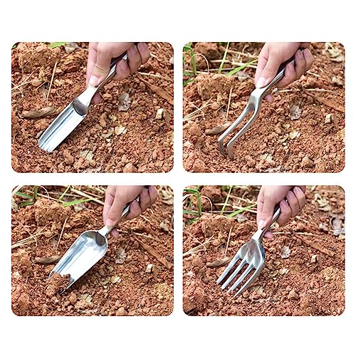 lasenersm 1 Piece Garden Fork Aluminum Alloy Hand Weeder Fork Tool Garden Hand Fork Gardening Hand Fork Hand Weed Fork Lawn Fork Garden Planter Tool for Yard Lawn and Farm, Silver