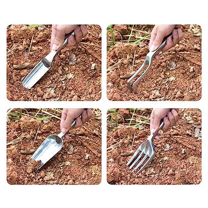 lasenersm 1 Piece Garden Fork Aluminum Alloy Hand Weeder Fork Tool Garden Hand Fork Gardening Hand Fork Hand Weed Fork Lawn Fork Garden Planter Tool for Yard Lawn and Farm, Silver