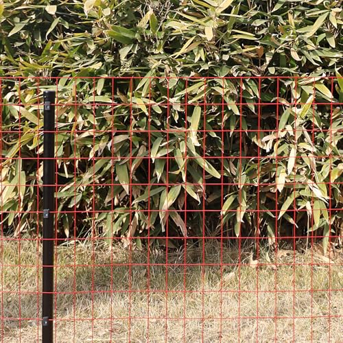 Red PVC Coated Welded Wire Fence 24" x 50' Roll, 2"x3" Mesh, 16 Gauge - color: Red, size: 2''x3'' 16GA 24''x50'