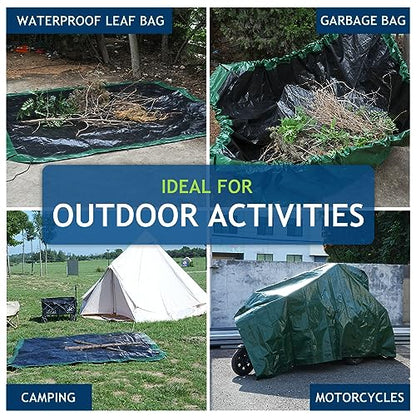 Drawstring Tarps 9x9 Ft, Waterproof Leaf Tarp 4 Drawstrings - size: 9×9 Ft (1 Pc)
