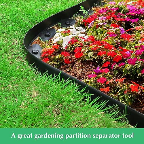 2IN x 50FT Landscape Edging Border with 75 Spikes, Plastic Edging for Landscaping, No Dig Garden Border Edging Kit for Flower Beds, Lawn, Yard, Paver Pathway - size: 2 In x 50 FT