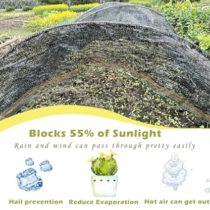 55% Shade Cloth for Garden, Black Shade Net 6X4 FT - size: 6X4 FT