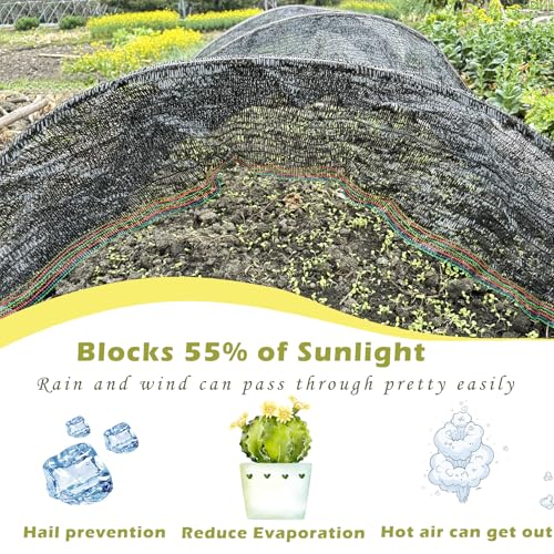 55% Shade Cloth for Garden, Black Shade Net 5X24 FT - size: 5X24 FT
