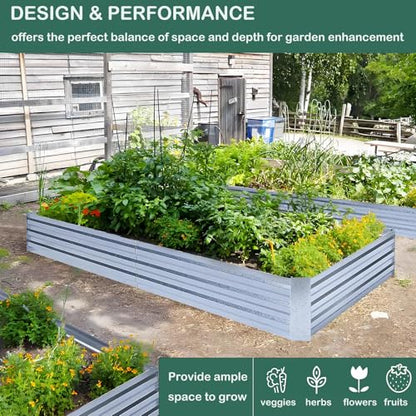 Galvanized Raised Garden Bed 8x4x1ft 3-Pack - size: 8x4x1ft (3 pcs)