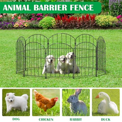 VANCASTLE Decorative Garden Fence 25 Panels, Total 26ft (L) x 24in (H) Rustproof Metal Wire Fencing Border Animal Barrier, Flower Edging for Landscape Patio Yard Outdoor Decor, Arched - style: 25 Pack