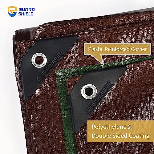 GUARD SHIELD Tarps Heavy Duty Waterproof Brown/Green Plus+ 10x12 FT 12 mil - color: Brown/Green, size: 10x12