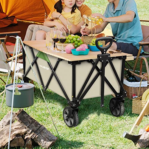 HAUSHOF Collapsible Outdoor Utility Wagon, 176 lb Load Capacity, Green - color: Green