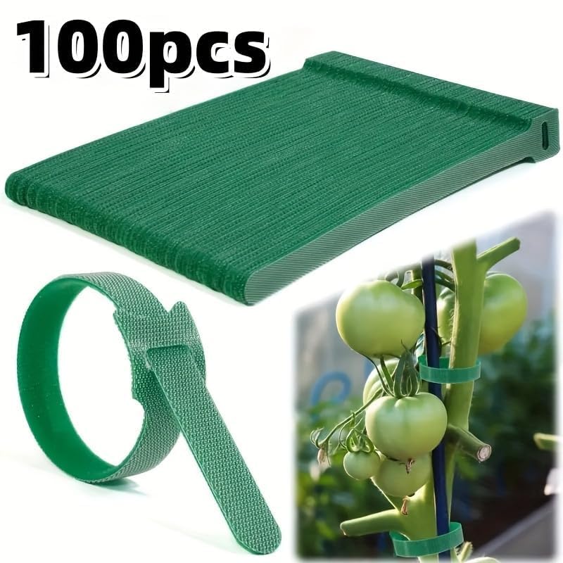 100PCS Garden Plant Ties with Hook & Loop - Reusable Adjustable Nylon Straps for Vines, Tomatoes, Stems, and Plant Support, Secure Non-Slip Fastening Clips - size: 100PCS