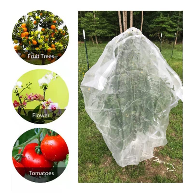 Agfabric 2 Pack Fruit Tree Netting Protection Bag with Drawstring,7.2x6.5 FT Garden Netting Insect Pest Barrier,Bird Netting Plant Covers for Vegetables Fruits Flower,White - color: 2pack, size: 86"x78"
