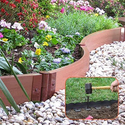 200 Count Plastic Landscape Edging Anchoring Stakes 8-Inch Garden Lawn Yard Landscaping Spikes for Paver Edging, Weed Barrier, Tent, Artificial Turf & More - color: Black-200pcs