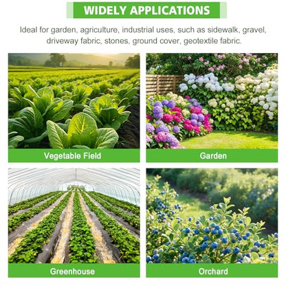 3x100FT Weed Barrier Landscape Fabric, 3.2oz Heavy Duty Garden Cloth, Ground Cover for Gardening, Come with 20 U-Shaped Securing Pegs - size: 3FTx100FT