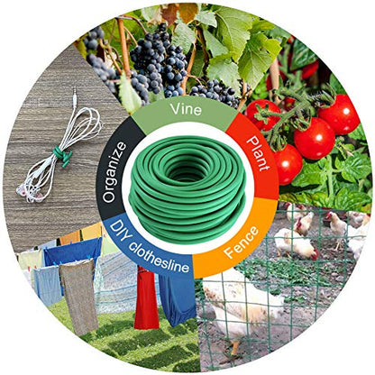 Soft Plant Ties, Garden Ties TPR Flexible Durable Heavy Duty Twist Wire for Twine Tomato Branches Vines and Tying Up Cable Wires (Green) (50ft, 0.2in) - size: 50ft