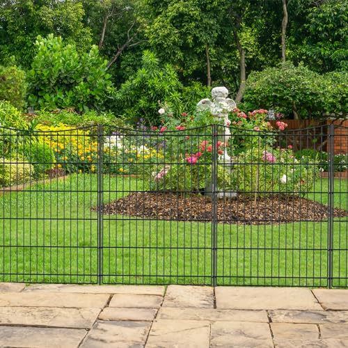 INJOPEXI Decorative Garden Fence 6 Panels 13ft(L)×36in(H) Garden Fences with 6 Panels Rustproof Metal Wire No Dig Temporary Animal Barrier Fencing Outdoor Dog Fence for Yard Patio - Without Gate - size: 6 Panels 13ft(L)-36"(H) - Without Gate