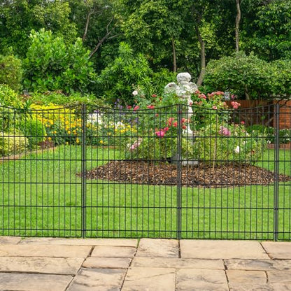INJOPEXI Decorative Garden Fence 6 Panels 13ft(L)×36in(H) Garden Fences with 6 Panels Rustproof Metal Wire No Dig Temporary Animal Barrier Fencing Outdoor Dog Fence for Yard Patio - Without Gate - size: 6 Panels 13ft(L)-36"(H) - Without Gate