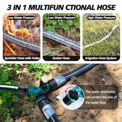 Sprinkler Hose with Holes 75 Ft (25ft 3pack) for Garden Watering - size: 75 ft (25ftx3pack)
