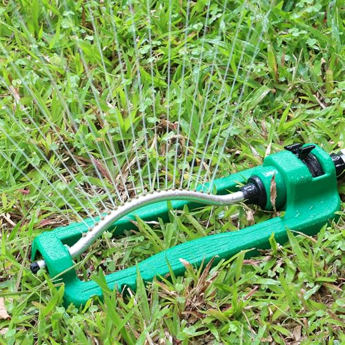 STYDDI Turbo Oscillating Sprinkler, Adjustable Rectangular Lawn Sprinklers for Yard with Stable Base, 19 Precision Nozzles Garden Sprinkler for Small to Medium Areas, Covers up to 3,800 sq. ft.