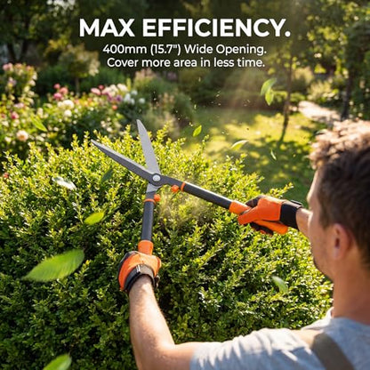 Hedge Shears for Trimming Shrubs - 23.8 Inch Manual Hedge Clippers Handheld with SK5 High Carbon Steel Blades, 59HRC Hard Chrome Plated Gardening Tools, 1.6lbs Lightweight for Women & Seniors