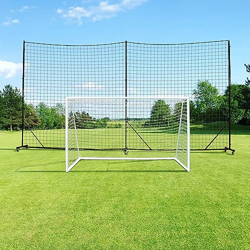 Ball Stop System - Soccer Backstop Net, Heavy Duty, High Impact, Practice Barrier - size: Movable - 4 inch Net, style: 30FT X 10FT