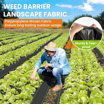 Weed Barrier Fabric, 4FTx300FT 3.2oz Landscape Fabric - size: 3.2OZ-4X300FT