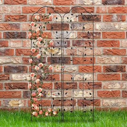 hogardeck 4 Packs 84 * 19 inch Metal Garden Trellis for Climbing Plants Outdoor,Heavy Duty,Black Coating Rustproof Trellis for Rose, Vegetable, Flowers, Expandable,Perfect for Training Climbing Plants - size: 84*19 in
