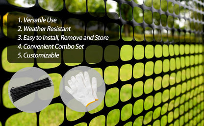 PotatoLife 2'x25' Plastic Mesh Fence for Garden with 50 Zip Ties, Black - color: Black, size: 2' x 25' (Regular)