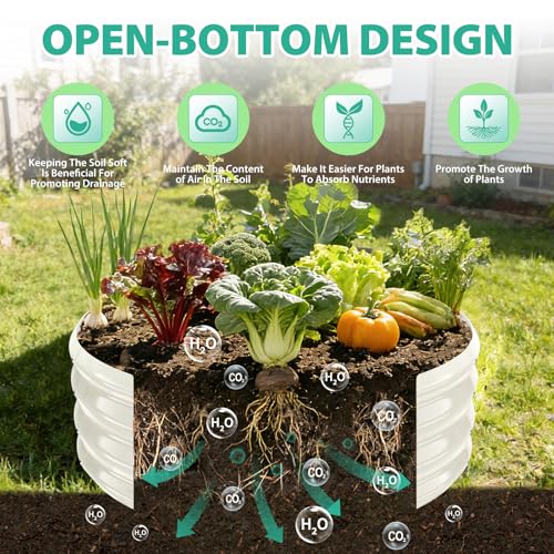 12 Inch Tall 36 Inch Diameter Round White Raised Garden Bed Kits Outdoor - color: Cream White, size: 36 Dia X 12 inches