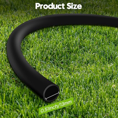 50 FT 1/2 Inch Drip Irrigation Tubing Kit-Drip Line Irrigation Hose 1/2 Inch with 1/2" to 1/4" Barbed Locked 6-Way & 1/2" Tee Connectors-Drip Tube Irrigation Fittings System Parts for Garden Watering