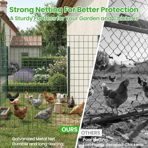 DoCred Welded Wire Fence 35.4inx 50ft, PVC Anti-Rust Coated Metal Wire Mesh - color: Green, size: 35.4Inch x 50FT