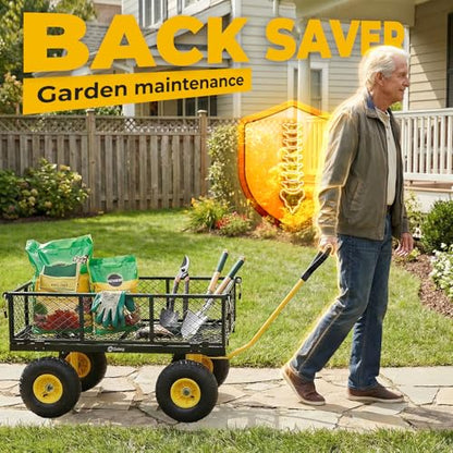 Sekey Steel Mesh Garden Cart, 600 lb Capacity, Removable Sides - color: Black, size: 600LBS