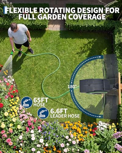 Garvee Retractable Garden Hose Reel, 1/2 IN x 65 ft Wall Mounted Heavy Duty - size: 1/2'' 65FT