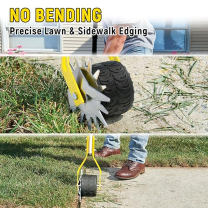 Manual Edger Lawn Tool, 75 Inch Wheel Rotary Edger for Lawn with Extra-Wide Wheel, Grass Edge Trimmer with Adjustable Handle, Ideal Hand Edging Tool for Sidewalk, Driveways and Landscaping