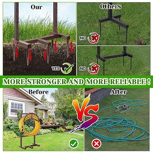 Garden Water Hose Holder 5 Spikes, Brown Hose Stand for Outside for Outside - color: Retro copper