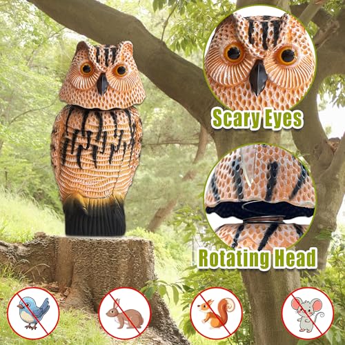Owl Decoy to Scare Birds Away Scarecrow Fake Owl with Rotating Head (2 Pk) - color: Set B