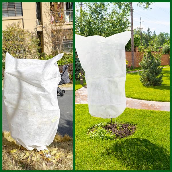 5-Pack Plant Covers Freeze Protection, Drawstring Tree Cover, Winter Freeze Plant Protection, Tree Jacket Frost Blanket for Outdoor Plants, 23.6" x 31.5" - size: 22.4"×24"