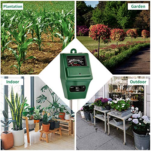 iPower 3-in-1 Soil Moisture/Light/pH Meter for Plant Care Sensor Kits for Home and Garden Lawn, Farm, Indoor & Outdoor Use, Square, Grass Green, 1 Pack - size: Square, style: 1 Pack