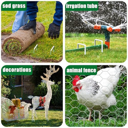 50 Pack Landscape Staples 4 Inch 12 Gauge Garden Stakes - size: 4 Inch