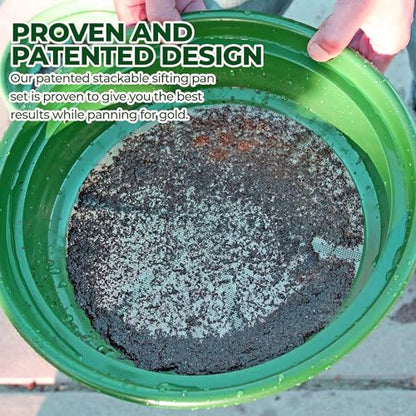 SE 13.25 Inch Wide Stackable Classifier Gold Prospecting Pan - 1/20 Inch Stainless Steel Mesh Sifting Pan, Green - size: 1/20 inch, style: Pans