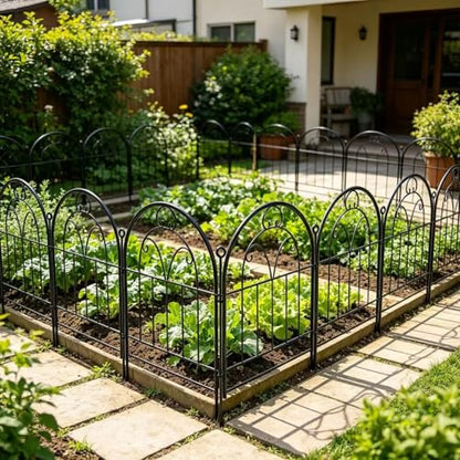 Decorative Garden Fence, 10 Panels, 17 in x 13 ft, Rustproof Metal No Dig Animal Barrier, Arched Wire Border Edging for Yard Patio