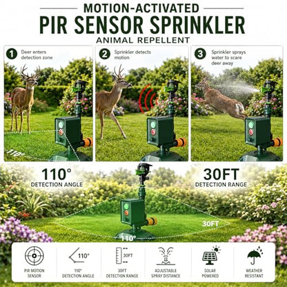 Solar Motion-Activated Animal Repellent Water Sprinkler