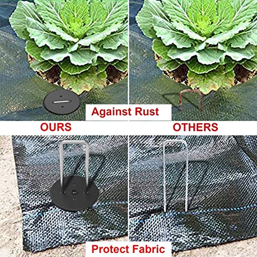 AAGUT Landscape Staples 6 Inch with Gaskets, Galvanized Garden Stakes - size: 6'' x 200Pcs-11Ga With Gaskets