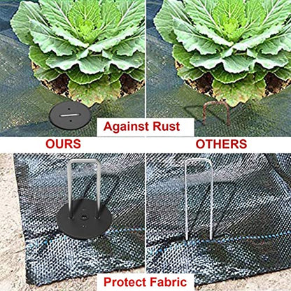 AAGUT Landscape Staples 6 Inch with Gaskets, Galvanized Garden Stakes - size: 6'' x 200Pcs-11Ga With Gaskets