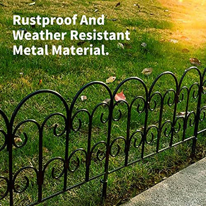 Garden Edging Border Decorative Fences Panel 18" W x 16" H 5 Pack for Flower Bed Edging Rustproof Dog Animal Barrier Fencing for Yard Metal Black