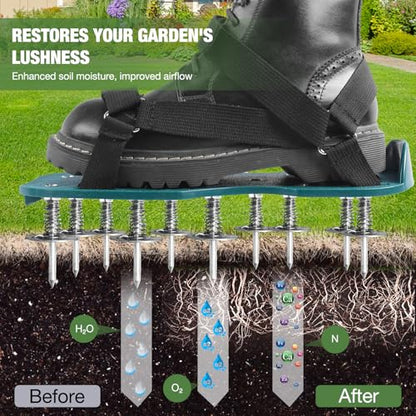 POKSAUAE Adjustable Spiked Lawn Aerator Shoes - Deep Soil Aeration Tool with Breathable Design, Fits 5-12 to Protect Lawn & Boost Soil Health