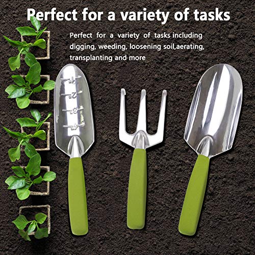 Garden Tools Set with 3 Aluminum Gardening Tools, 1 Pruning Shear, 1 Mister Spray Bottle, 1 Foam Kneeler，1 Garden Gloves with Claws and 1 Gardener Bag, Gifts for Mom Dad
