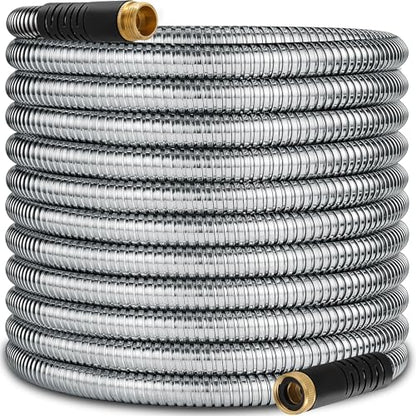 100 ft Stainless Steel Garden Hose - 2026 New Upgraded Metal Water hose - Flexible Water Hoses Pipes with Latex Core, 3/4" Solid Brass Connector - No-Expandable Watering Garden Hoses