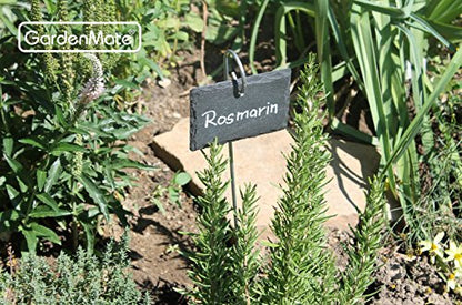 GardenMate 5-Pack Natural Style Slate Plant Labels (4"x 2 3/4") Hanging from a Stainless Steel Metal Rod (17") - size: 5-Pack 4"x 2 3/4" Labels with 17" Metal Rod