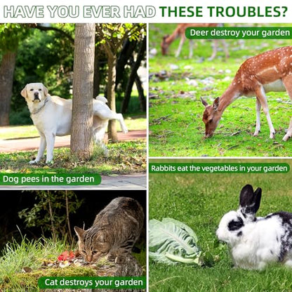 Solar Ultrasonic Animal Repellent 2 Pack,Motion Activated Deterrent for Deer, Cat, Squirrel, Raccoon, Rabbit & Bird, Waterproof Outdoor Animal Repeller with LED Strobe for Yard, Garden & Orchard